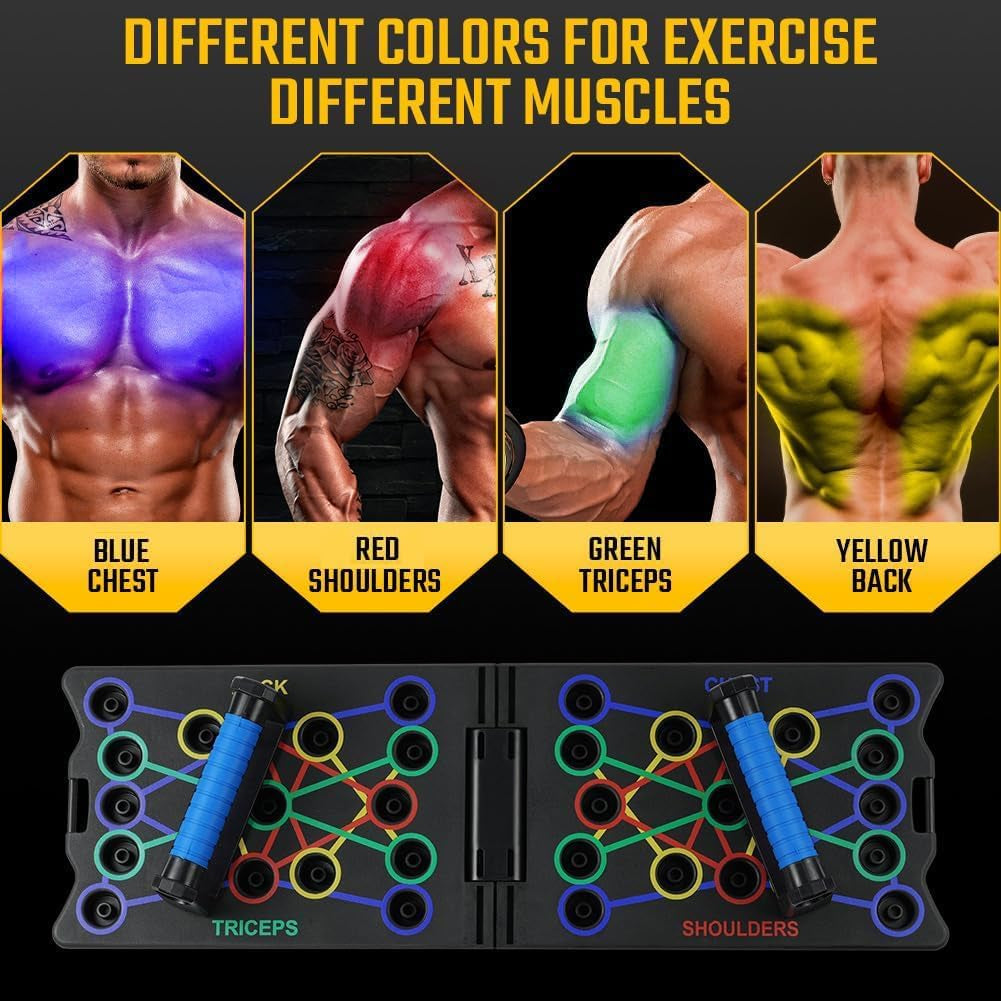 24 in 1 Liegestützbrett, Faltbare Liegestützgriffe Stangen Krafttrainingsgerät Für Effektives Training Der Muskeln Des Oberkörpers Schultern, Brust, Rücken Und Trizeps