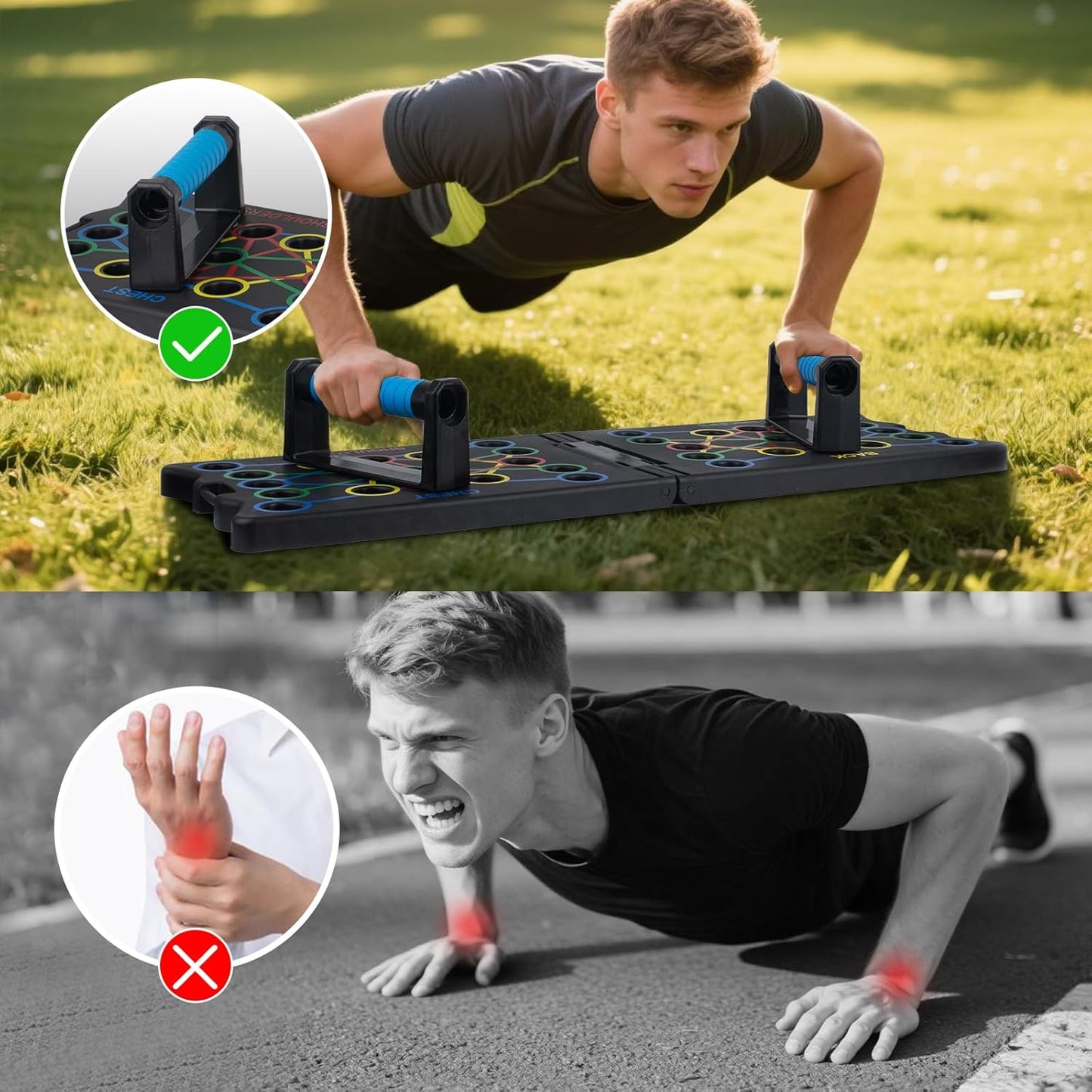 24 in 1 Liegestützbrett, Faltbare Liegestützgriffe Stangen Krafttrainingsgerät Für Effektives Training Der Muskeln Des Oberkörpers Schultern, Brust, Rücken Und Trizeps