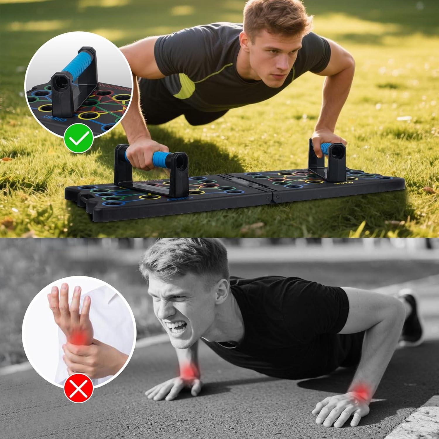 24 in 1 Liegestützbrett, Faltbare Liegestützgriffe Stangen Krafttrainingsgerät Für Effektives Training Der Muskeln Des Oberkörpers Schultern, Brust, Rücken Und Trizeps