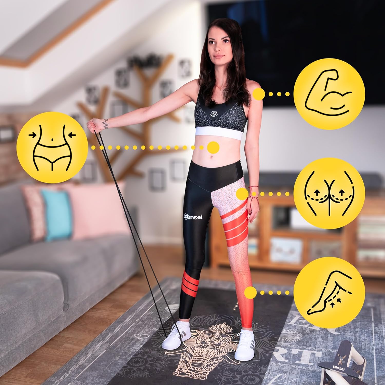 SENSEI® Widerstandsbänder – Fitnessbänder Gummibänder Für Krafttraining Klimmzughilfe Yoga & Rehabilitation Mit Übungsanleitung